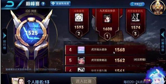 王者荣耀巅峰赛:前5名中都有哪些大神?网