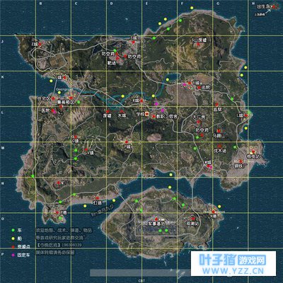 《绝地求生:刺激战场》资源分布图 绝地求