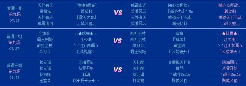 跨服联赛第九轮赛果