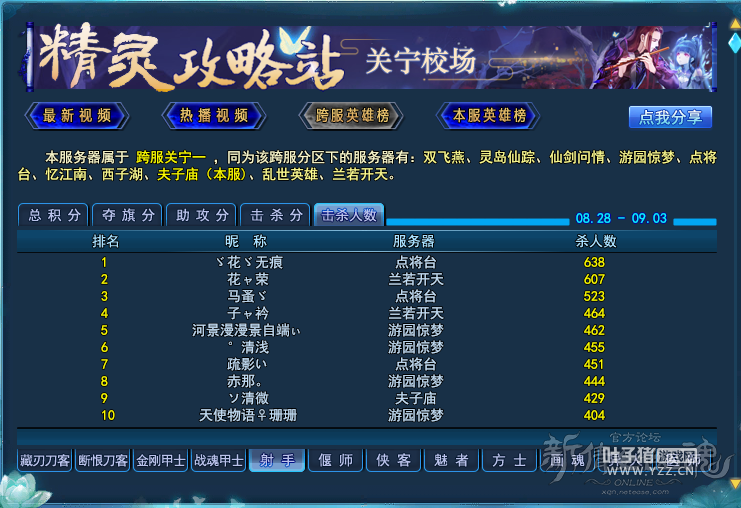 倩女幽魂射手击杀人数